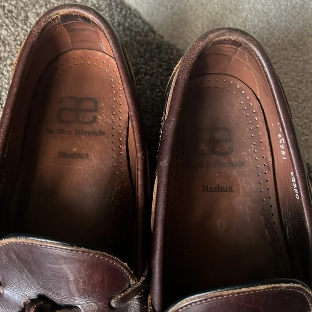 Allen Edmonds Mens Loafers NASHUA Tassel Kiltie Black Brown Leather - 10 D - Picture 9 of 12
